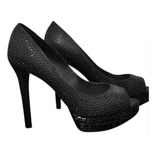 Black Sparkly Studded Platform Heels